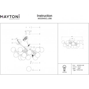 Plafon szklany Dallas Maytoni | 20 kulek, dymione szkło