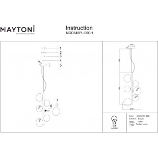 Lampa wisząca Maytoni Dallas - 6 kulek, szkło dymione