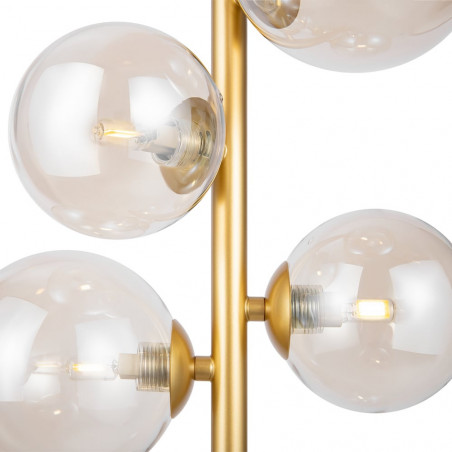 Lampa wisząca Dallas Maytoni: 6 bursztynowych kul, złota podstawa