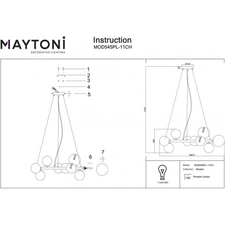 Lampa wisząca Dallas Maytoni: 11 kul, szkło dymione - Kup teraz!