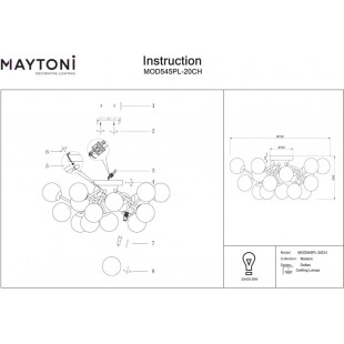 Plafon Dallas Maytoni: 20 szklanych kul, dymione szkło | Lampa sufitowa