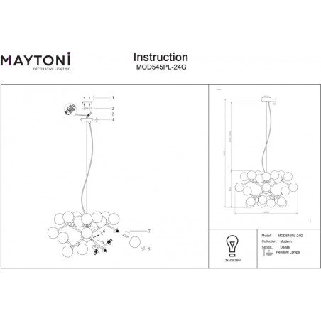 Lampa wisząca Dallas XXIV - Maytoni | Bursztynowa, szklane kule