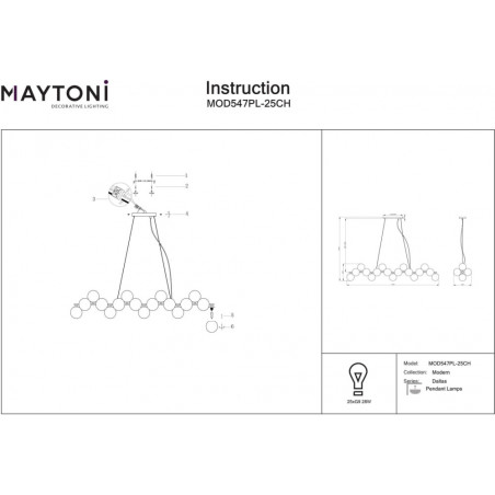 Lampa wisząca Dallas Maytoni: Szklane kule dymione, 123,5cm