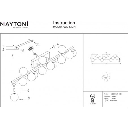 Kinkiet Dallas Maytoni - 13 kulek, dymione szkło | Oświetlenie