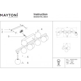 Kinkiet Dallas Maytoni | 9 szklanych kul, dymione szkło