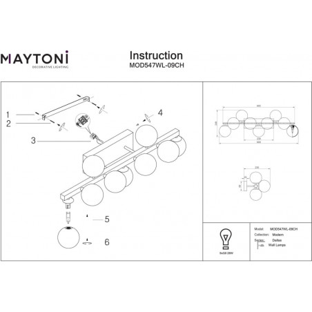 Kinkiet Dallas Maytoni | 9 szklanych kul, dymione szkło