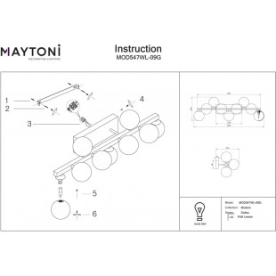 Kinkiet Dallas Maytoni - 9 szklanych kul, bursztyn/złoto | Sklep z Lampami