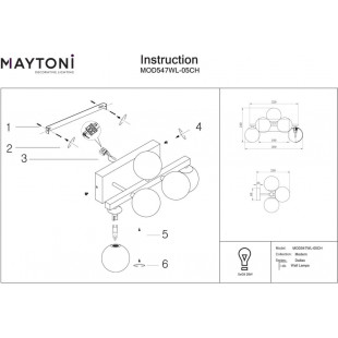 Kinkiet Dallas Maytoni | 5 szklanych kul, dymione szkło