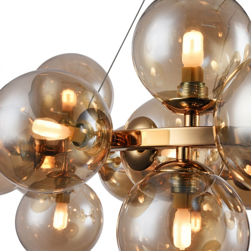 Lampa wisząca Dallas XXV Maytoni - bursztynowe kule, złoty akcent