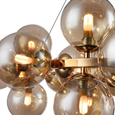 Lampa wisząca Dallas XXV Maytoni - bursztynowe kule, złoty akcent