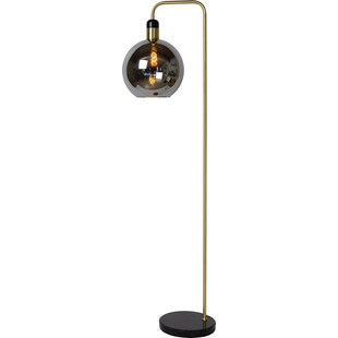 Lampa podłogowa szklana kula Julius Szkło Dymione/Czarny Marmur Lucide