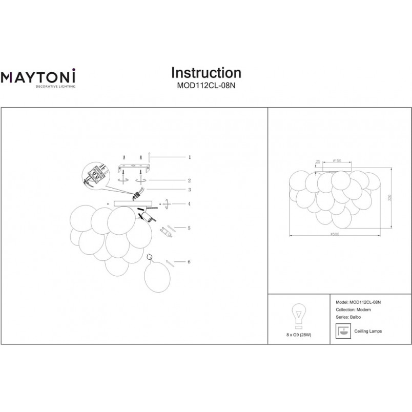 Plafon szklany Balbo 50cm Maytoni | Luksusowy design