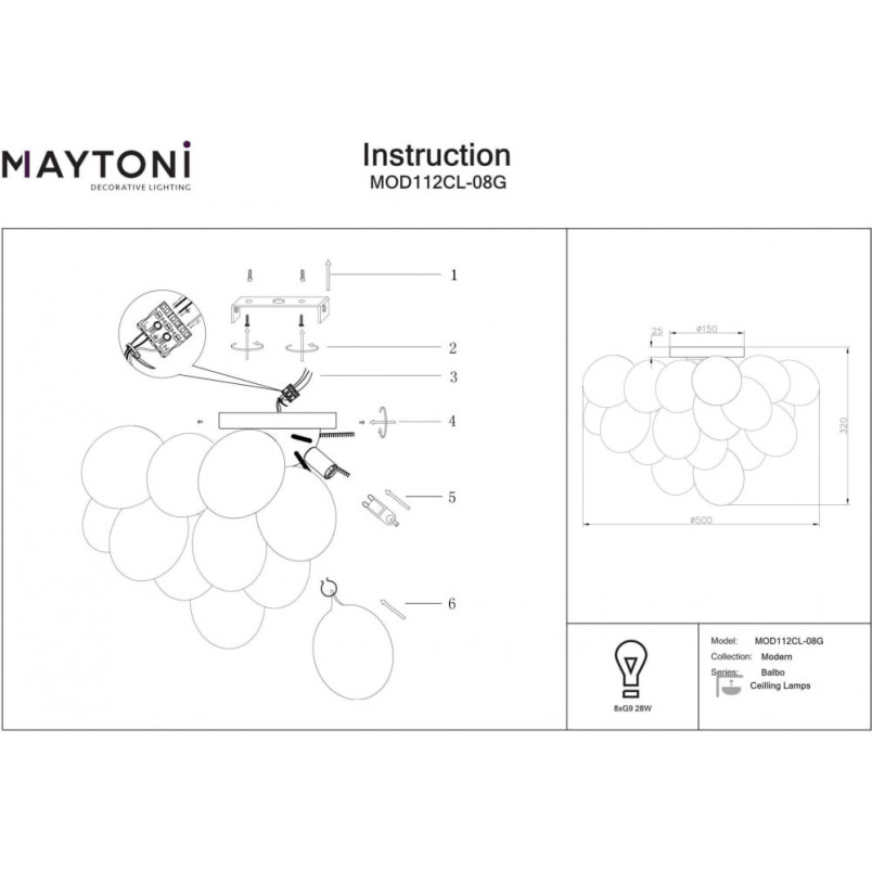 Plafon szklany Balbo 50cm - Maytoni | Elegancja i światło
