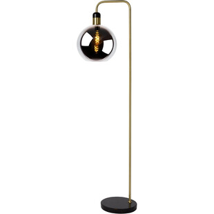 Lampa podłogowa szklana kula Julius Szkło Dymione/Czarny Marmur Lucide