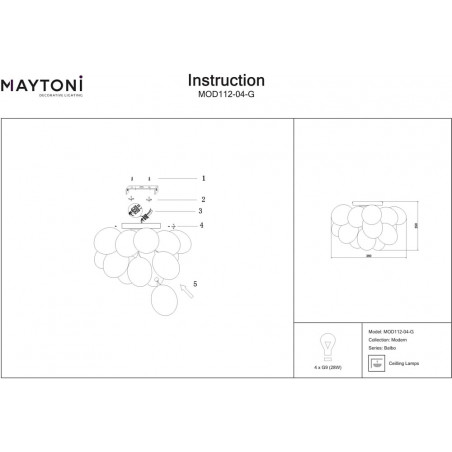 Plafon szklany Balbo Maytoni | Elegancki design, 4 źródła światła