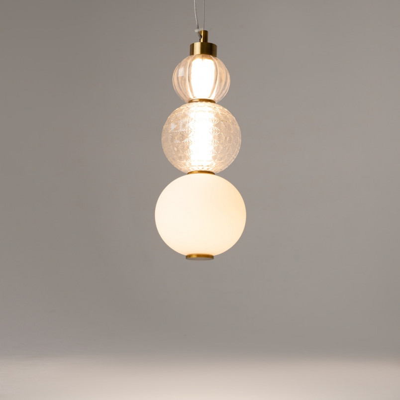 Lampa wisząca Maytoni Collar II - Szklane kule, złoto i biały