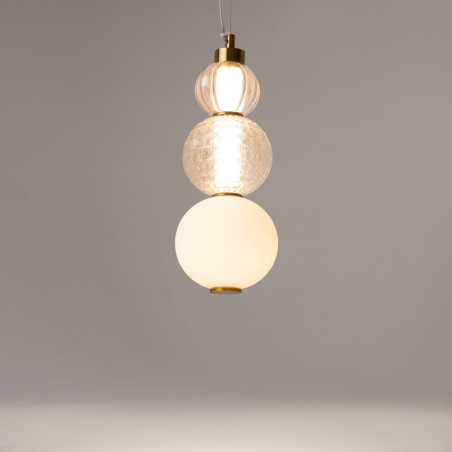 Lampa wisząca Maytoni Collar II - Szklane kule, złoto i biały