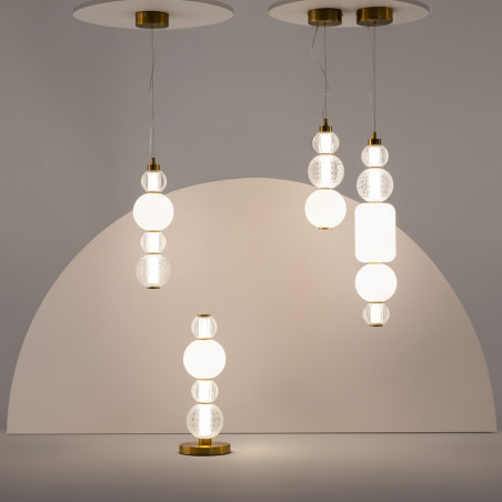Lampa wisząca Maytoni Collar II - Szklane kule, złoto i biały