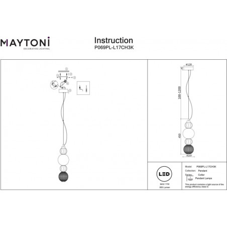 Lampa wisząca Maytoni Collar II - Szkło, Chrom, LED | Oświetlenie