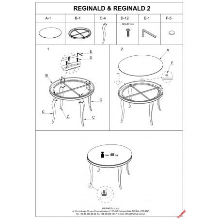 Stół szklany Reginald Halmar: Elegancja i styl | 120cm