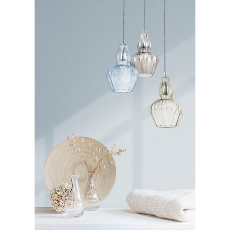 Lampa wisząca niebieska Eustoma Maytoni - Szkło, Retro