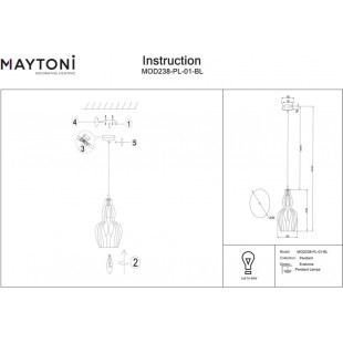 Lampa wisząca niebieska Eustoma Maytoni - Szkło, Retro