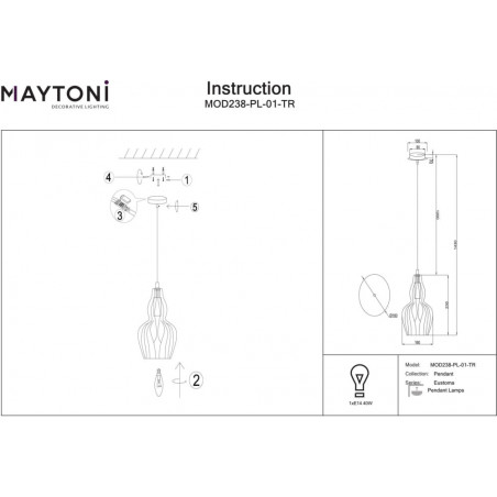Lampa wisząca szklana Eustoma Maytoni | Elegancki design