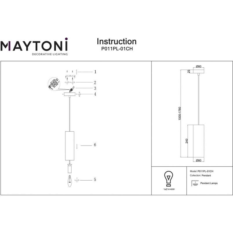 Lampa Wisząca Gioia Maytoni | Chrom, Szkło - Elegancki Design