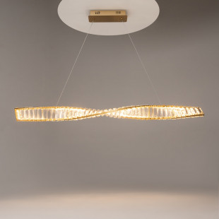 Lampa wisząca kryształowa podłużna Krone LED 100cm przeźroczysty / mosiądz Maytoni