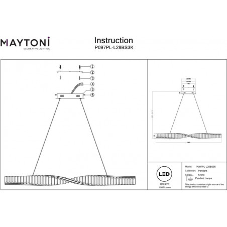 Lampa wisząca kryształowa Krone Maytoni | 100cm, mosiądz