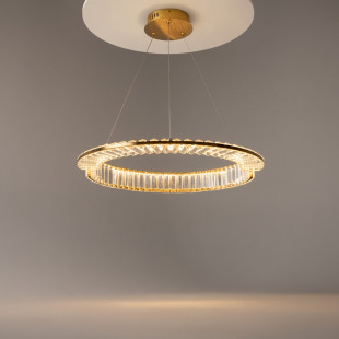 Lampa wisząca kryształowa okrągła Krone LED 62cm przeźroczysty / mosiądz Maytoni