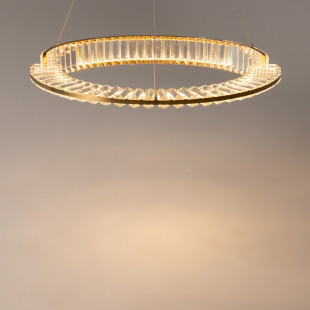Lampa wisząca kryształowa okrągła Krone LED 62cm przeźroczysty / mosiądz Maytoni