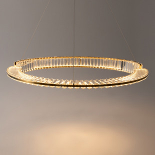 Lampa wisząca kryształowa okrągła Krone LED 80,5cm przeźroczysty / mosiądz Maytoni