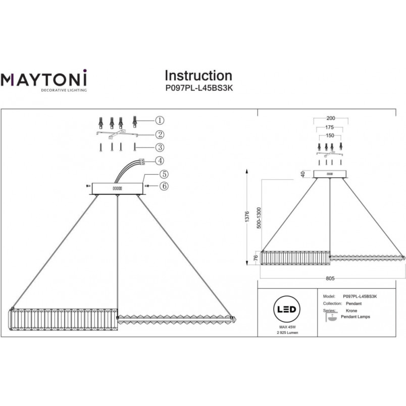 Lampa wisząca Krone LED - Kryształowa elegancja Maytoni