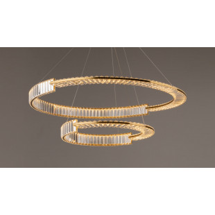 Lampa wisząca kryształowa 2 okręgi Krone LED 80,5cm przeźroczysty / mosiądz Maytoni