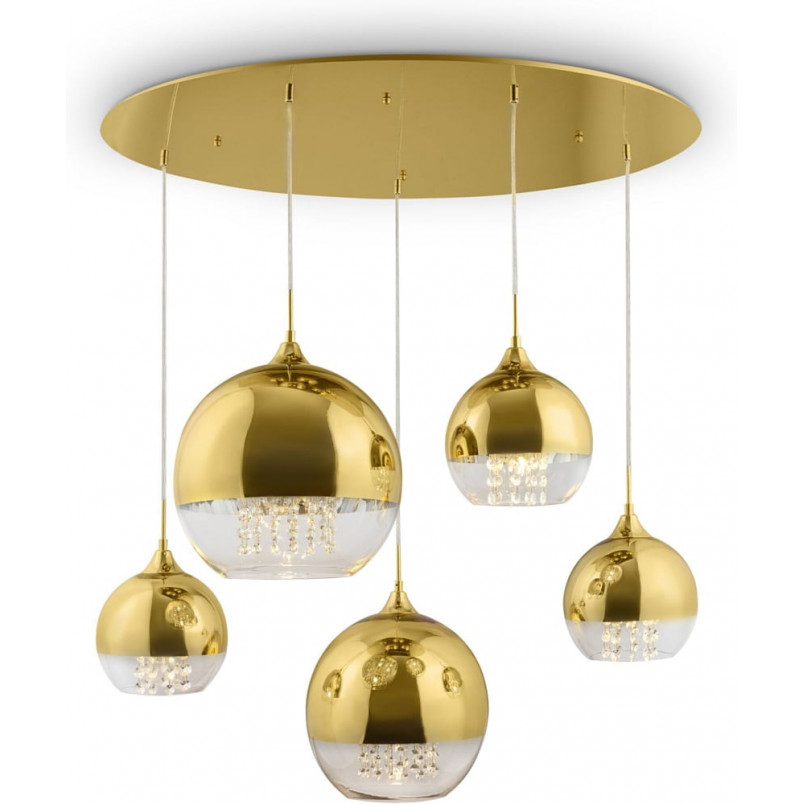 Lampa wisząca Maytoni Fermi V: Złote kule z kryształkami | Ekskluzywny design