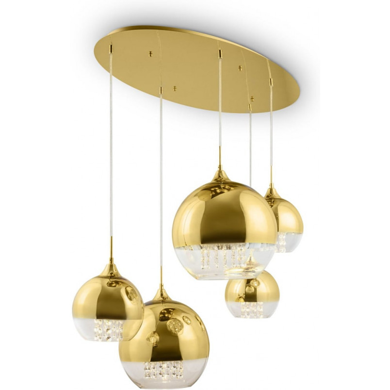 Lampa wisząca Maytoni Fermi V: Złote kule z kryształkami | Ekskluzywny design