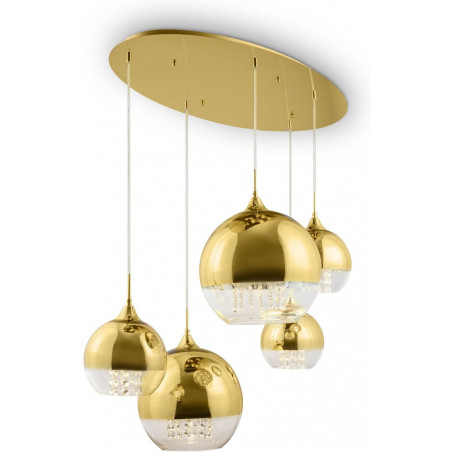 Lampa wisząca Maytoni Fermi V: Złote kule z kryształkami | Ekskluzywny design