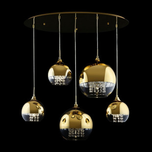 Lampa wisząca Maytoni Fermi V: Złote kule z kryształkami | Ekskluzywny design