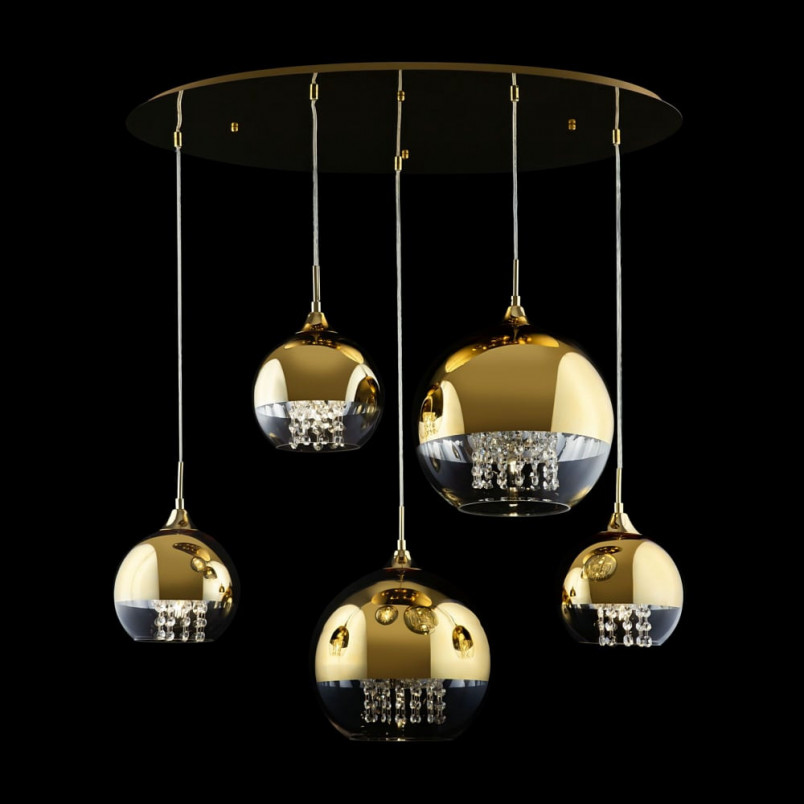 Lampa wisząca Maytoni Fermi V: Złote kule z kryształkami | Ekskluzywny design