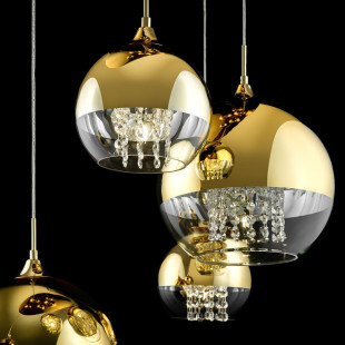 Lampa wisząca Maytoni Fermi V: Złote kule z kryształkami | Ekskluzywny design