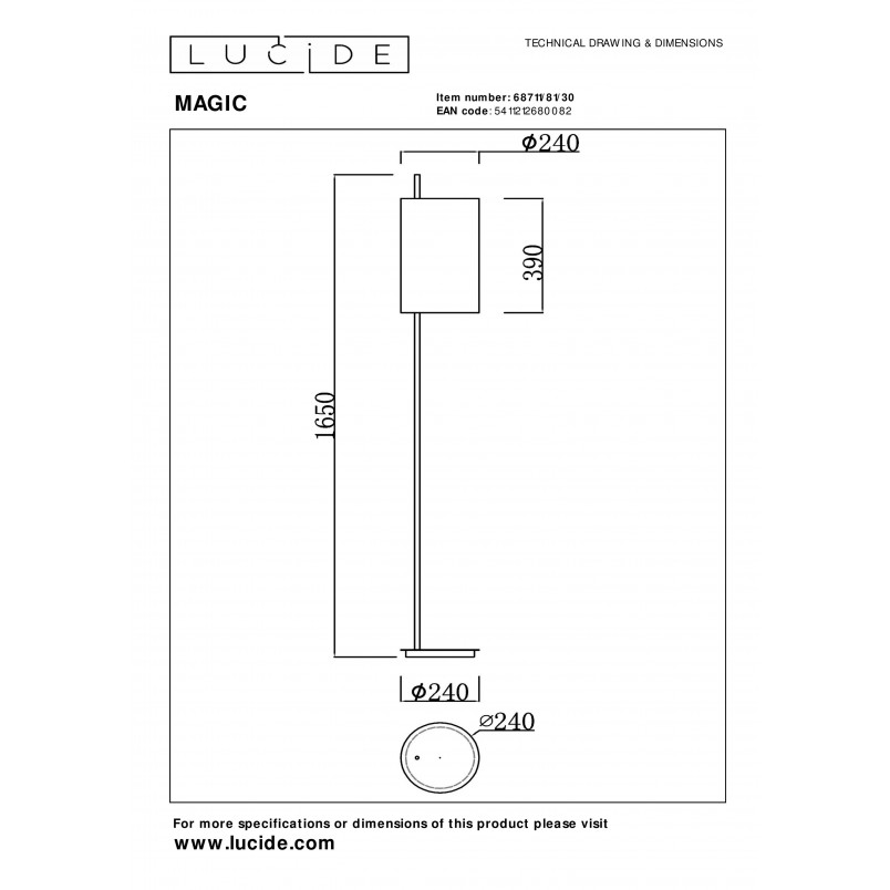Lampa podłogowa Magic | Lucide - Elegancki design i ciepłe światło