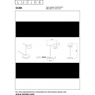 Lampa biurkowa LED Gian - Lucide | Ściemniacz, Taupe