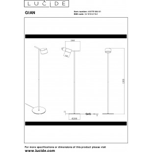 Lampa podłogowa LED Gian - Lucide | Ściemniacz, Taupe