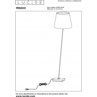 Lampa podłogowa Pendio biało-czarna | Lucide - 150cm