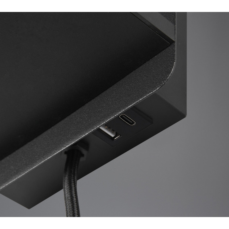 Kinkiet Comfort Trio: USB, Ładowanie Indukcyjne | Czarny