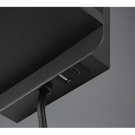 Kinkiet Comfort Trio: USB, Ładowanie Indukcyjne | Czarny