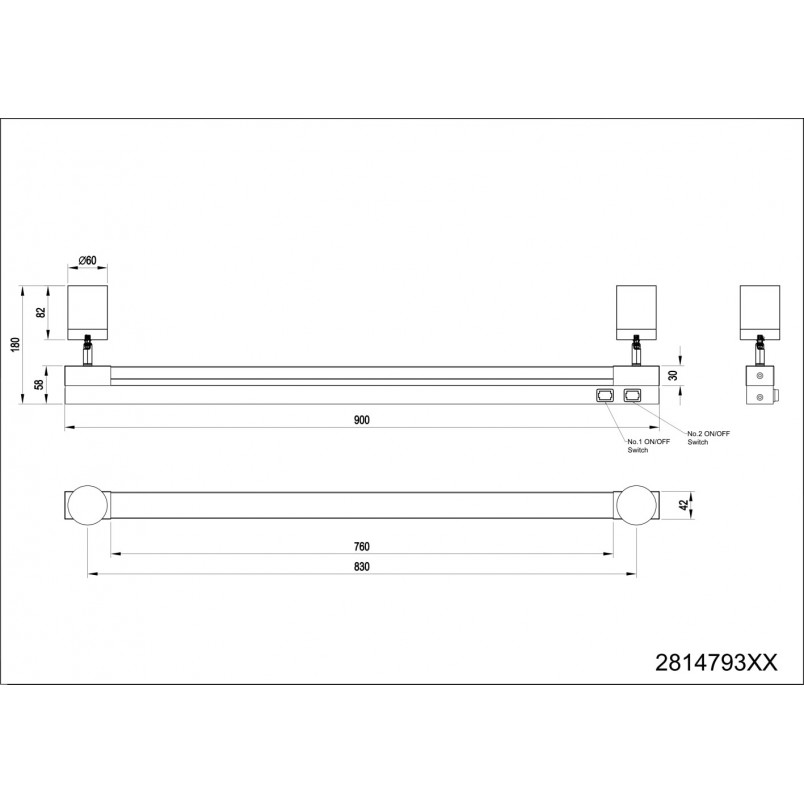 Kinkiet łazienkowy Enrico LED Trio | 90cm, Chrom, IP44
