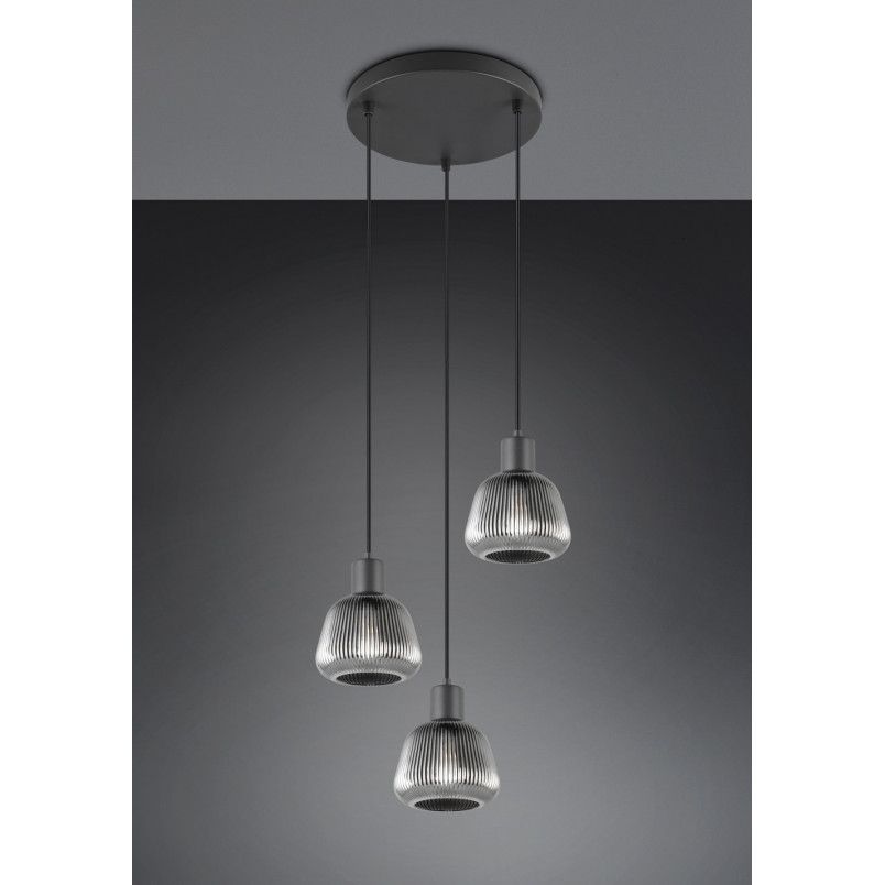 Lampa wisząca Trio Tarifa III - Szklany klosz, Loft, E27