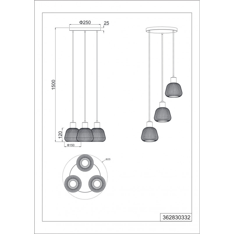 Lampa wisząca Trio Tarifa III - Szklany klosz, Loft, E27